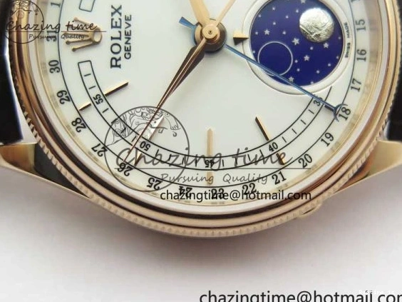 1229 Cellini 50535 Moonphase RG GMF Best Edition White Dial on Brown Leather Strap A Lightweight 2634